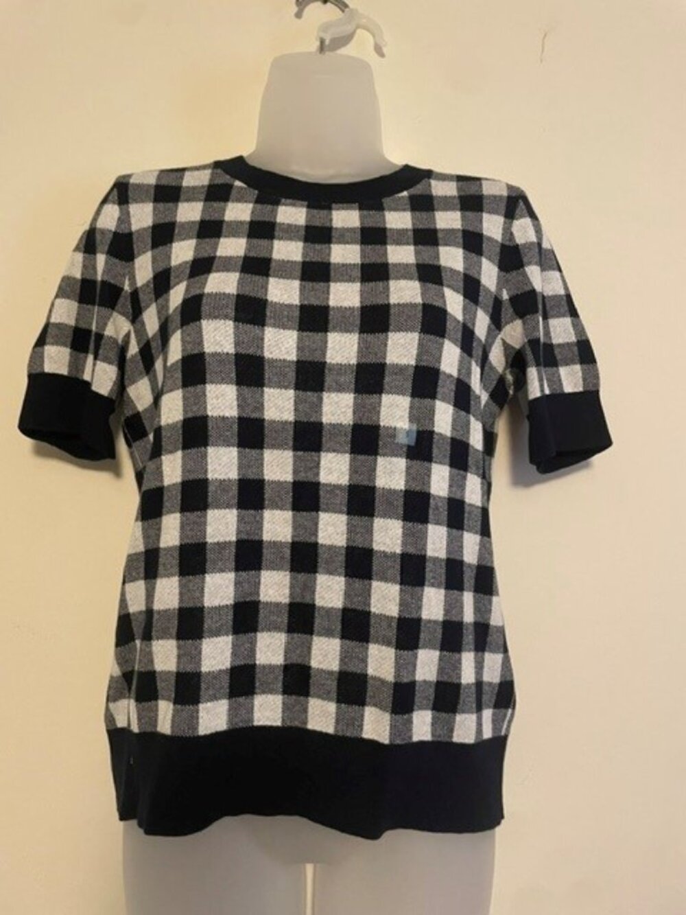 Ann Taylor Factory Gingham Scoop Neck Knit Top
